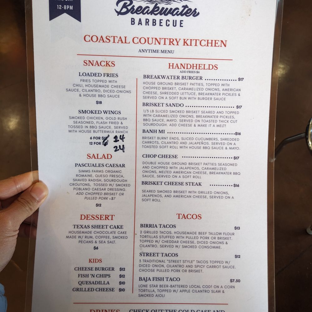 Breakwater Barbecue - Food Menu August 2025 - Barbeque Near Me - El Granada, California