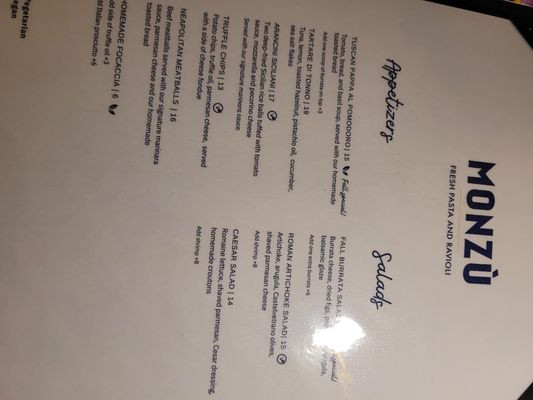 Menu photo 8 Monzu Fresh Pasta San Diego, CA Menu photo 8 Monzu Fresh Pasta San Diego, CA