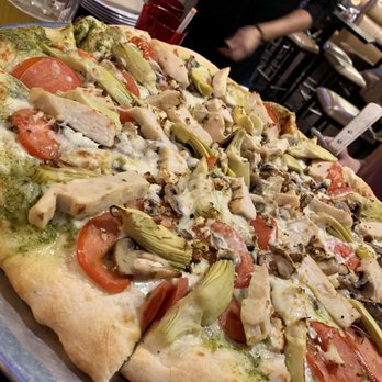 Giovanni's - "Gio" (pesto, artichoke, mushroom, tomato, feta and mozzarella, add chicken +$3.40), mammoth size (19", serves 5-6) - $35 - Pizza Near Me - Mammoth Lakes, California