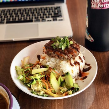 Veg Kitchen + Bar - Loco Moco made with the Impossible Burger 2.0 Not pictured: Cuban black bean & lentil soup - Vegan Near Me - Sacramento, California Veg Kitchen + Bar - Loco Moco made with the Impossible Burger 2.0 Not pictured: Cuban black bean & lentil soup - Vegan Near Me - Sacramento, California