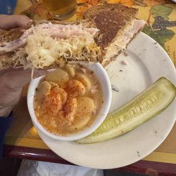Turkey Reuben with warm potato salad.