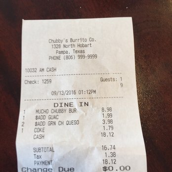 Chubby's Burrito - Mexican Near Me - Pampa, Texas