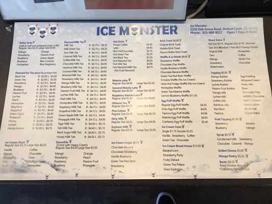 Menu photo 5 Ice Monster Walnut Creek, CA