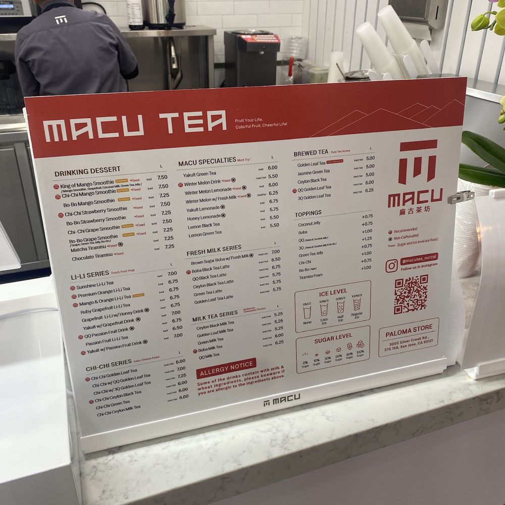 Macu Tea - Menu - Bubble Tea Near Me - San Jose, California
