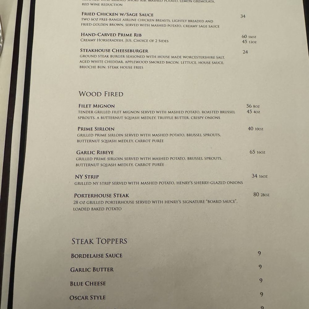 Henry's Steakhouse - Menu - Steakhouses Near Me - Placerville, California