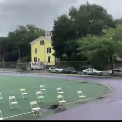 Bishop Loughlin Memorial High School - The field is almost ready for the outdoor commencement ceremonies. Graduation 2020.