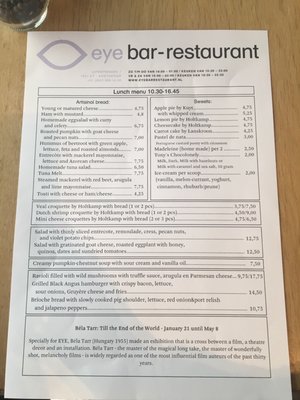 Menu photo 2 Eye Restaurant Amsterdam, NH