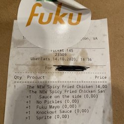 Fuku - Audi Field - Receipt
