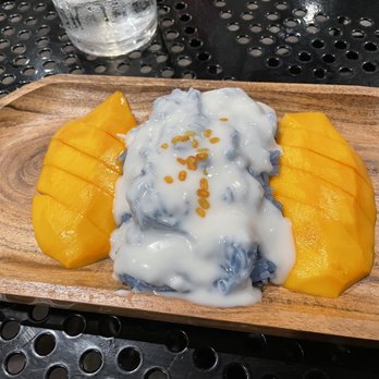 Siam Station - Mango with Purple Sticky Rice - the best I've had anywhere! - Thai Near Me - Irvine, California Siam Station - Mango with Purple Sticky Rice - the best I've had anywhere! - Thai Near Me - Irvine, California