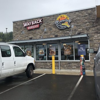 Wayback Burgers - Front of Wayback - shares space with gas station - American Near Me - Woodland, Washington