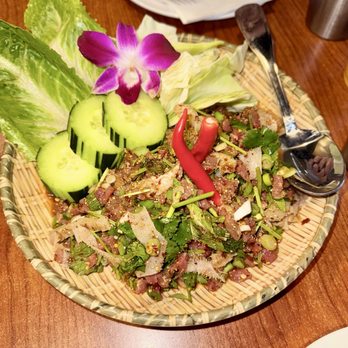 Lao Kitchen - Raw beef laab. Presentation was nice but the taste didn't match. - Laotian Near Me - Las Vegas, Nevada
