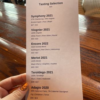 Catoctin Breeze Vineyard - a menu for tasting selection - Wineries Near Me - Thurmont, Maryland