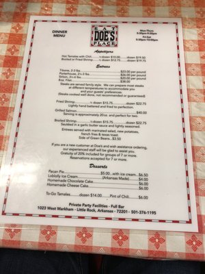 Menu photo 5 Doe's Eat Place Little Rock, AR