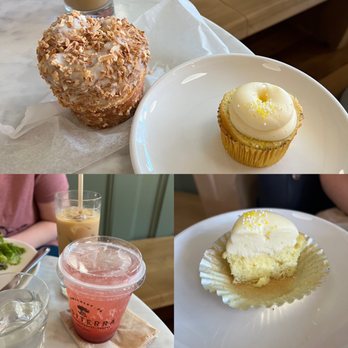 Mediterra Cafe - Cruffin (passion fruit), lemon cream cheese cupcake, iced latte, strawberry rhubarb chamomile shrub - Cafes Near Me - Pittsburgh, Pennsylvania Mediterra Cafe - Cruffin (passion fruit), lemon cream cheese cupcake, iced latte, strawberry rhubarb chamomile shrub - Cafes Near Me - Pittsburgh, Pennsylvania