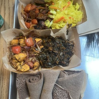 Ruki's Kitchen - Steak Sega (Beef) Tibs Combo + Doro (Chicken) Tibs Combo - Ethiopian Near Me - Atlanta, Georgia
