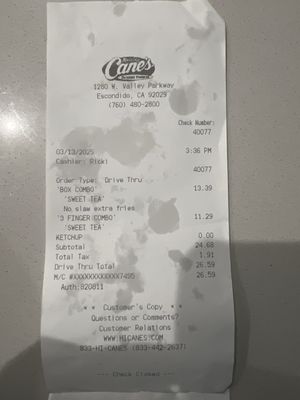 Menu photo 1 Raising Cane's Chicken Fingers Escondido, CA Menu photo 1 Raising Cane's Chicken Fingers Escondido, CA