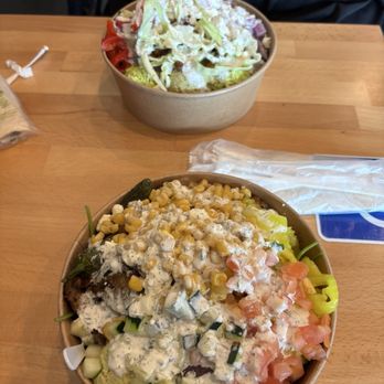 Hummus Republic - Our bowls (2 Beef Lamb Bowls, extra feta and a lot of free toppings) plus two drinks and 15% tip was $50 - Mediterranean Near Me - Turlock, California