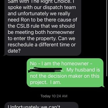 The Right Solution Home Remodeling - Our text exchange - General Contractors Near Me - Sherman oaks, California