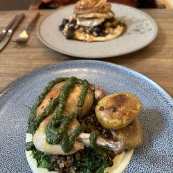 Moonfish Cafe - Chicken confit main in foreground.