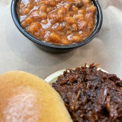 Chopped brisket with baked beans