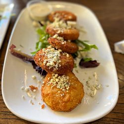 FolkArt - FRIED GREEN TOMATOES - With bleu cheese crumbles and ranch dressing.