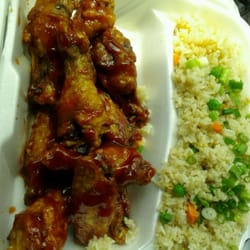 Hubie's Buffalo Wings - Honey BBQ Wings and Fried Rice. The combo was $8.47.