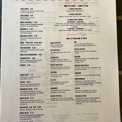 Napoli Italian Restaurant & Pizza - Menu (front)