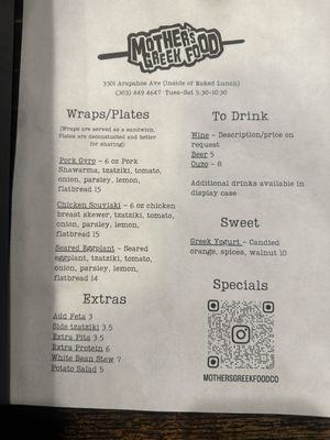 Menu photo 5 Mother’s Greek Food Boulder, CO