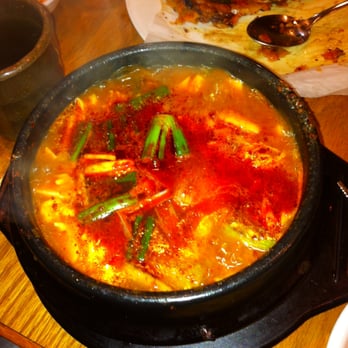 Sunrise House - Seafood Stew - pretty spicy.  Liked the tofu.  You do need the rice to tone down the spiciness of this dish. - Korean Near Me - Toronto, Ontario