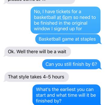 The Braid Bar - Text exchange w/ Jessica (1 of 3) - Hair Salons Near Me - Los Angeles, California