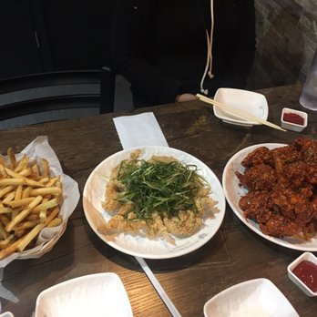 Choong Man Chicken - Side order of fries Garlic Spring Onion Chicken tenders Whole Garlic Spicy Fried Chicken - Korean Near Me - Duluth, Georgia