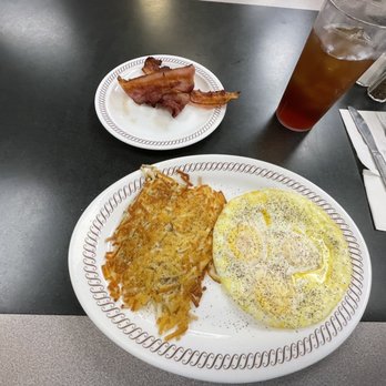 Waffle House - Eggs over medium, hash browns, & bacon w/ iced tea - Breakfast & Brunch Near Me - Oklahoma City, Oklahoma Waffle House - Eggs over medium, hash browns, & bacon w/ iced tea - Breakfast & Brunch Near Me - Oklahoma City, Oklahoma