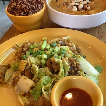 Kati Vegan Thai - Massaman curry with brown rice & Kuay tiew kua gai (noodles) - Thai Near Me - Seattle, Washington Kati Vegan Thai - Massaman curry with brown rice & Kuay tiew kua gai (noodles) - Thai Near Me - Seattle, Washington