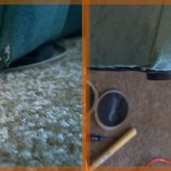 Mastertech Furniture - This fabric upholstery was almost devastated by wear and a pet. We saved it.