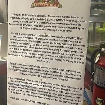 Jeremiah's Italian Ice - Signpost when you walk in - Ice Cream & Frozen Yogurt Near Me - Katy, Texas Jeremiah's Italian Ice - Signpost when you walk in - Ice Cream & Frozen Yogurt Near Me - Katy, Texas