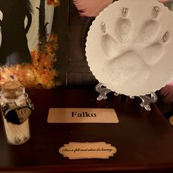 Furever Loved - I paid for the little glass jar for his fur off Etsy and also the extra plaque below his name I purchased off Etsy.