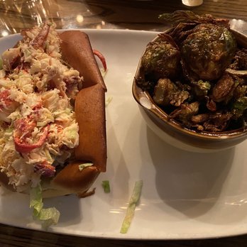 The Shanty - Lobster Roll Entree and brussel sprouts - New American Near Me - Warwick, Rhode Island The Shanty - Lobster Roll Entree and brussel sprouts - New American Near Me - Warwick, Rhode Island