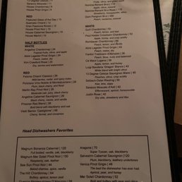 Wine menu Wine menu