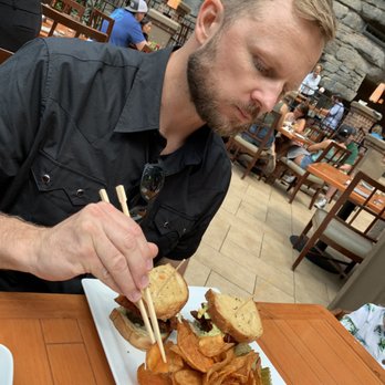 Wasabi's Sushi - Schnitzel Sandwich with homemade chips. Eating it with chop sticks lol - Sushi Bars Near Me - Nashville, Tennessee Wasabi's Sushi - Schnitzel Sandwich with homemade chips. Eating it with chop sticks lol - Sushi Bars Near Me - Nashville, Tennessee
