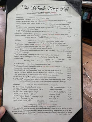 Menu photo 1 The Whistle Stop Cafe Juliette, GA