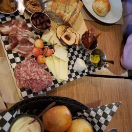 Meat & cheese board, pretzel bombs