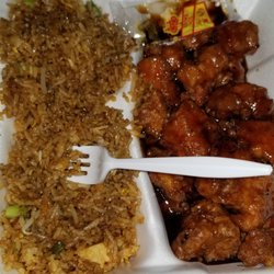China Wok Restaurant - Orange chicken and chicken fried rice.