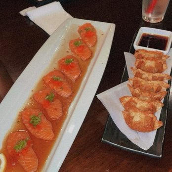 Ikeda Japanese Dining - Salmon Carpaccio and Yaki Gyoza - Japanese Near Me - Huntington Beach, California Ikeda Japanese Dining - Salmon Carpaccio and Yaki Gyoza - Japanese Near Me - Huntington Beach, California