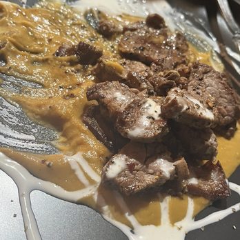 Flight 102 Wine Bar - Steak bites puréed sweet potatoes which - Wine Bars Near Me - Bourbonnais, Illinois
