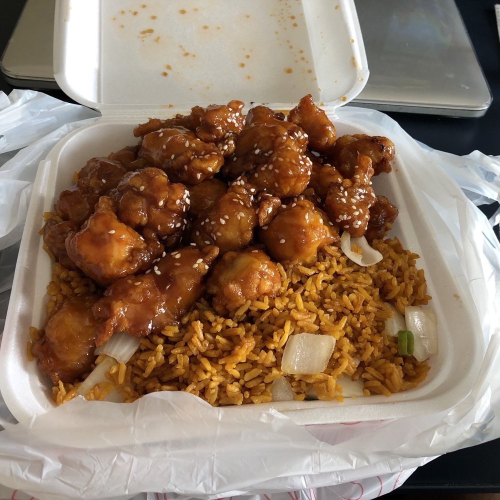 Sesame Chicken and fried rice. Sesame Chicken and fried rice.