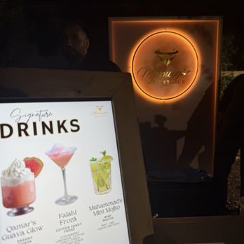Moonlight Mocktails - Custom drink names with menu display with background - Caterers Near Me