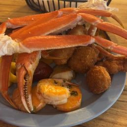 Crab Legs shrimp crab cakes hush puppies Crab Legs shrimp crab cakes hush puppies