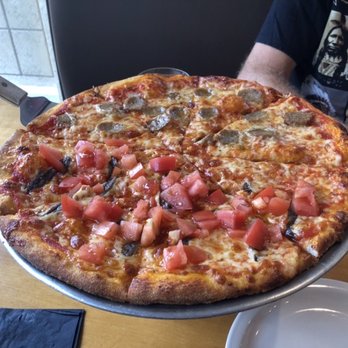 D'Angelo's - Medium pizza. 1/2 sausage and half tomato and anchovies. - Pizza Near Me - Palm Beach Gardens, Florida