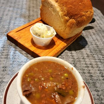 Cowboy Club - Soup of the day ,(hamburger vegetable) and bred with chive butter - Bars Near Me - Wellington, Utah Cowboy Club - Soup of the day ,(hamburger vegetable) and bred with chive butter - Bars Near Me - Wellington, Utah