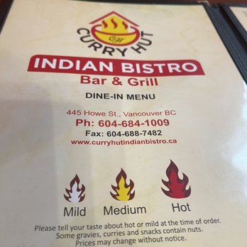 Curry Hut Indian Bistro - Menu - Indian Near Me - Vancouver, British Columbia